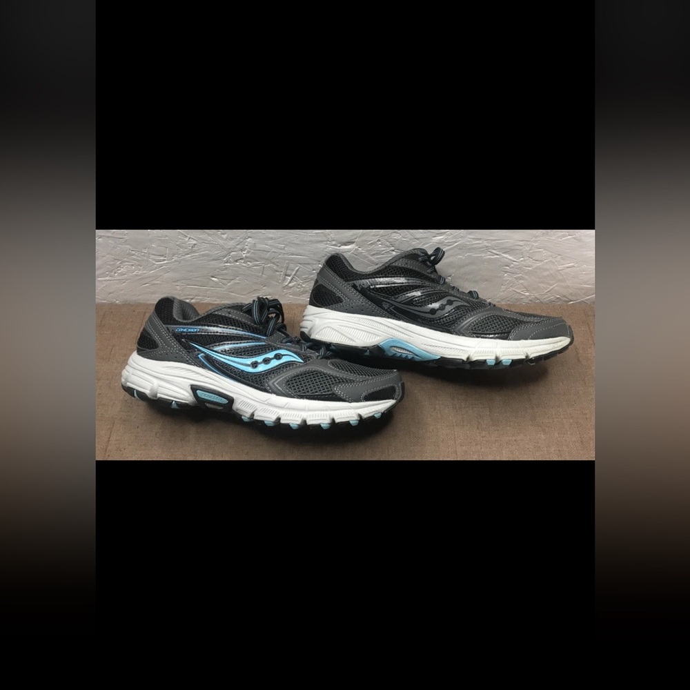 Excellent Saucony Cohesion 9 Women's Running Shoes Black Gray Blue Size 8
